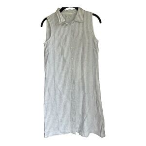 Garnet Hill Button Front Linen Shift Dress Size 00